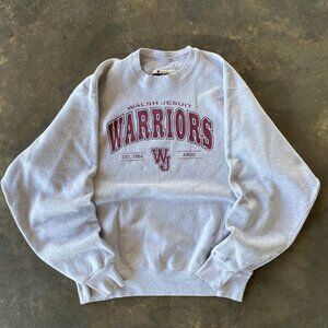 retro Y2K Walsh Jesuit Warriors Spellout Big Logo Printed Football Sweatshirt